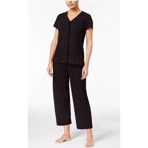Charter Club Polka Dot Cotton Pajama Set 2PC Short Sleeve Top Cropped Pants 1X